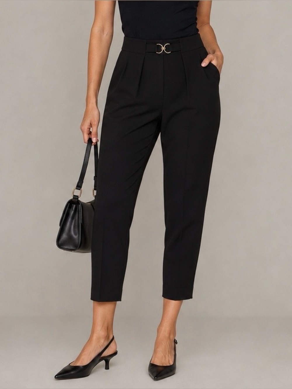 Sandro Viscose Blend Black Cropped Pants FR 34 US XS (2)
